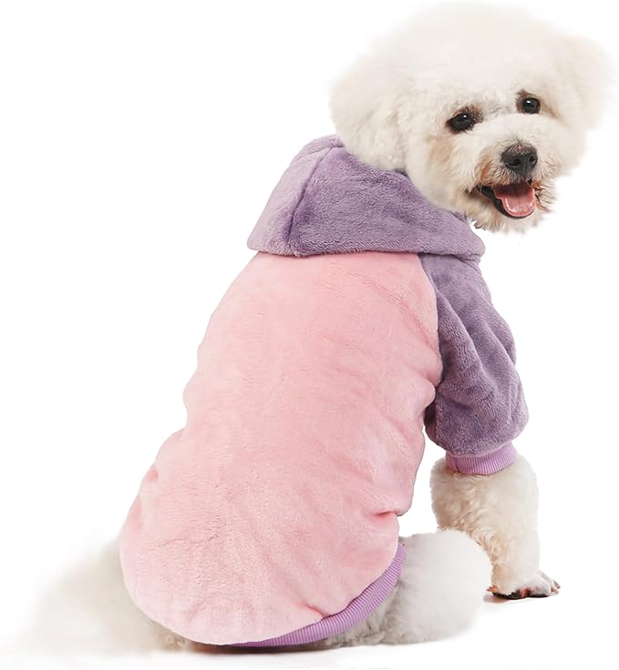 FabriCastle Dog Hooded Sweater, Dog Clothes for XXS XS Small Dogs Girl & Cats, Soft and Warm Pet Coat, Winter Pet Jacket, Doggy Apparel Costumes, Puppy Outfits Snap On Hoodies (Pink Body, Small)
