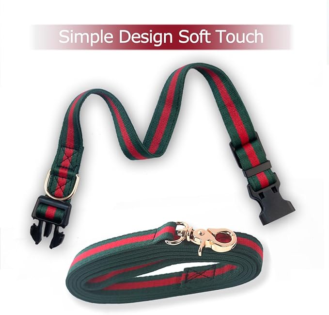 Elegant Dog Collar and Leash Set - Durable Soft Pet Collars and Leashes, Luxury Gift for Medium Dogs
