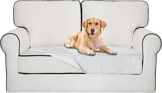 Easy-Going Waterproof Dog Bed Cover Reversible Leak Proof Pet Blanket Replacement Mat for Furniture Washable Couch Cover Sofa Cover for Dogs Cat(40x50 Inch, White/White)