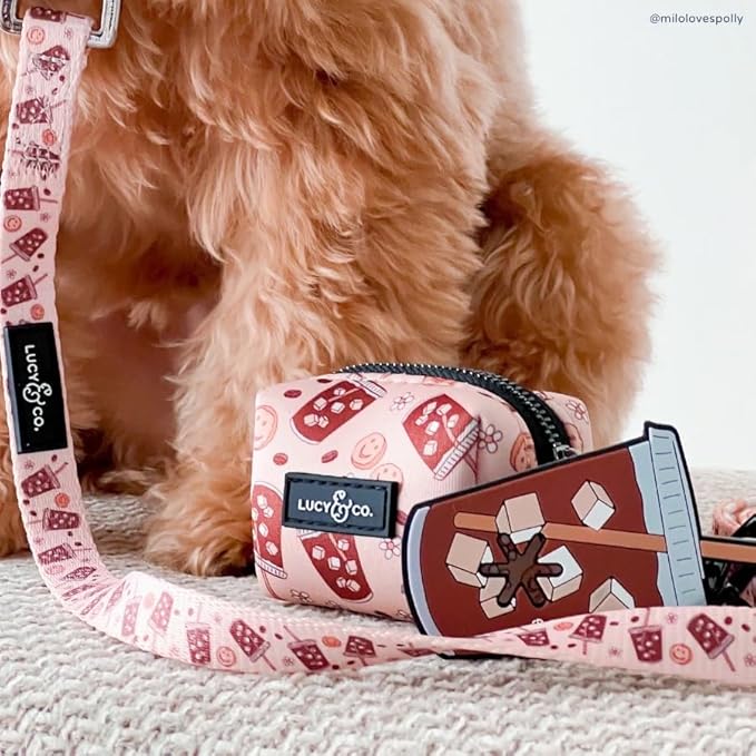 Lucy & Co. – Designer Dog Leash Comfortable Leash Training Product w/Adjustable Chest & Neck Straps - (Small, Tan White Coffee)