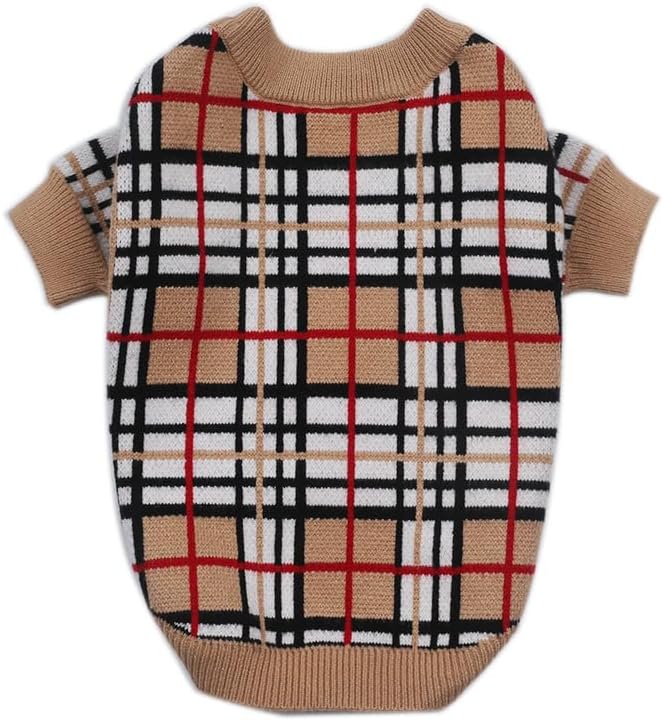 Designer Dog Clothes Sweater Shirt Outfit Small XS Teacup Cute Dogs Puppies French Bulldog Dachshund Chihuahua Cats Maltese Boy Girl (Small, FurberryPlaid)