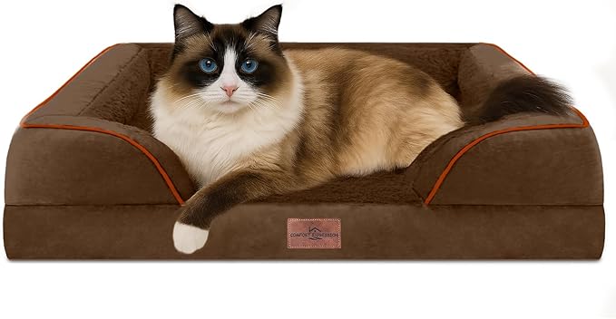 Comfort Expression Small Dog Beds Waterproof Orthopedic Foam Sofa Beds for Small Dogs Comfy Pet Bed with Washable Removable Cover & Non-Slip Bottom(XX-Small,Chocolate Brown)
