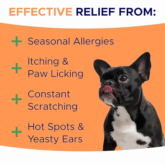 Dog Allergy Relief Chews — Itch Relief Skin & Coat Supplement: No Fillers, Just Flavor - Itchy Skin Relief Treatment w/Omega 3 Fish Oil - Itching & Paw Licking, Dry Skin & Hot Spots -Made in USA-180Ct