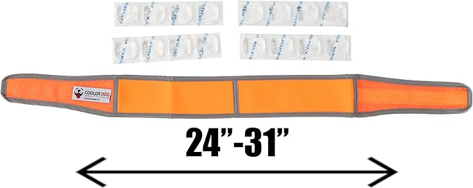 Hi-Vis Dog Cooling Collar - Orange Reflective Re-Freezable Ice Collar (X-Large)