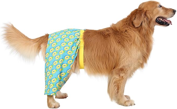 HDE Dog Swim Trunks Hawaiian Board Shorts Beach Pool Swimsuit for XS to XXL Dogs Pineapple Floats - L