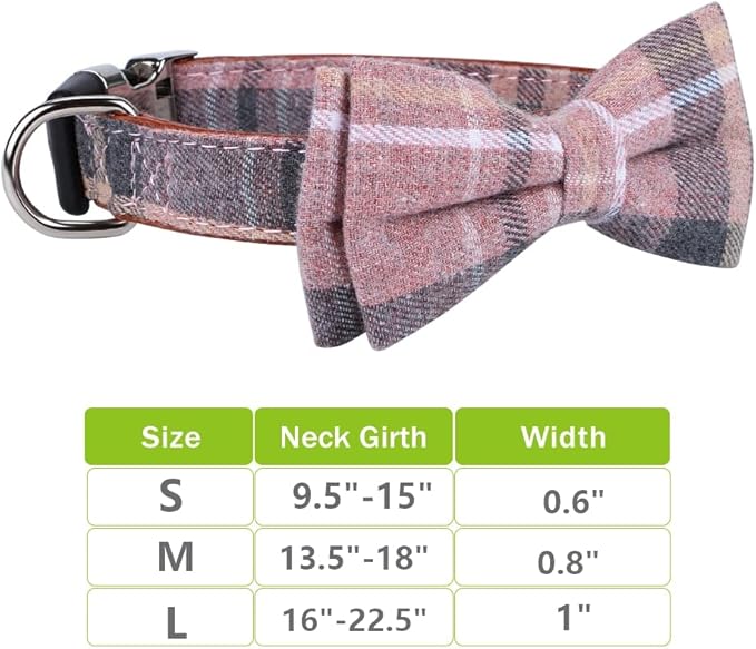 Faleela Cute Soft Girl Dog Collar with Bow, Bowtie Dog Collar for Boy,Detachable Adjustable Collar for Small Medium Large Pet