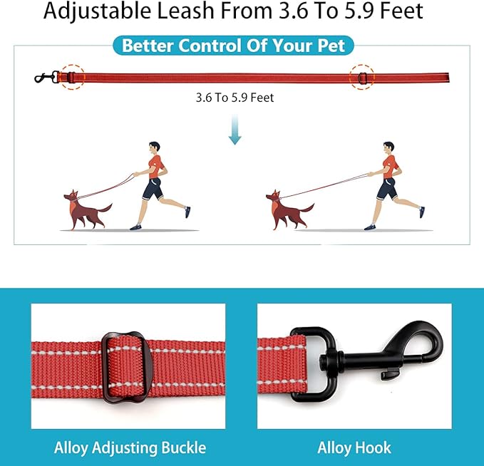 Reflective Dog Collar and Leash Set with Safety Locking Buckle Nylon Pet Collars Adjustable for Small Medium Large Dogs 3 Sizes(Red&M)