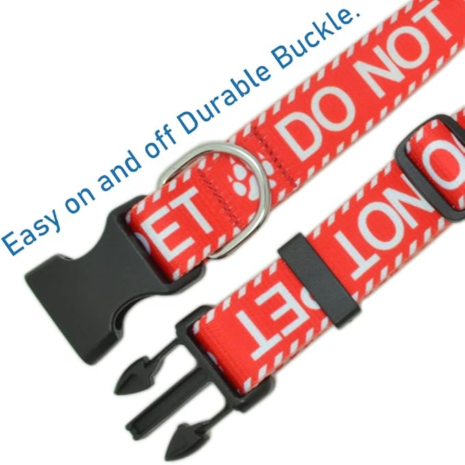 Dog Collar for DO NOT PET, Sturdy Durable with Buckle, Red Dog Collars for Small Medium Large Dogs, Premium Adjustable Polyester Pet Collar
