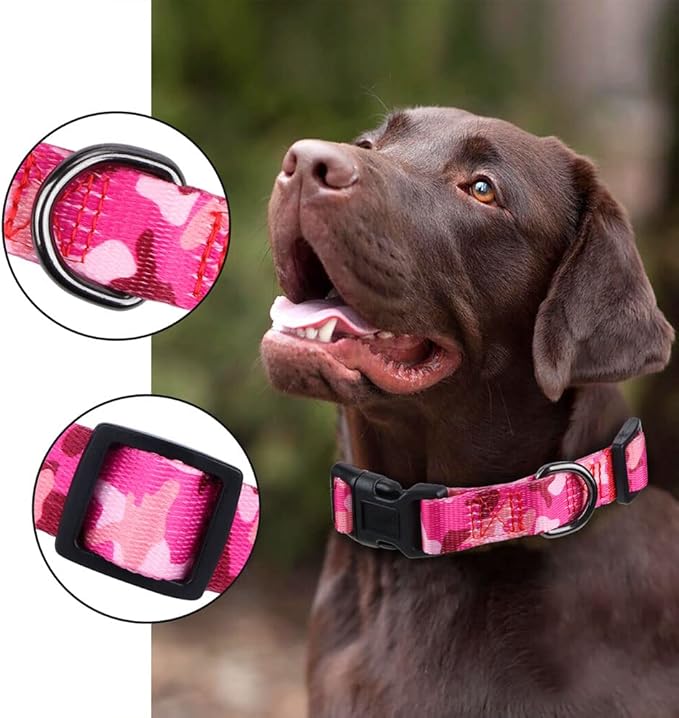 Rhea Rose Dog Collar Special Design Personalized Soft Collars Pink Camo Medium