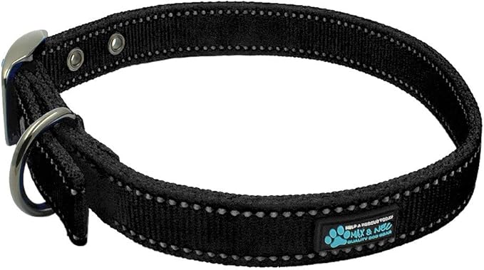 Max and Neo MAX Reflective Metal Buckle Dog Collar - We Donate a Collar to a Dog Rescue for Every Collar Sold (Medium, Black)