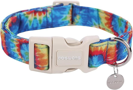 DOGWONG Cotton Dog Collar - Soft Natural Fabric, Spring Summer Wedding Puppy Necklace for Small Medium Large Dogs