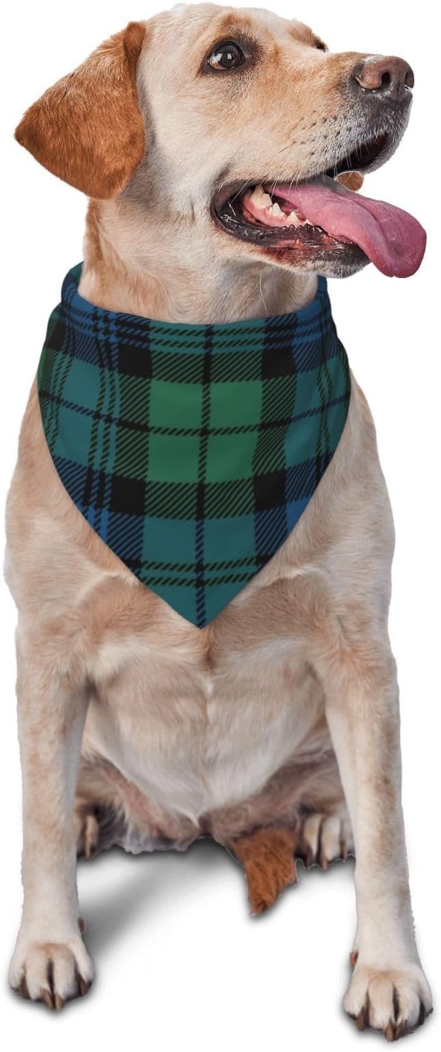 Triangle Plaid Tartan Scottish Clan Campbell Cat & Dog Scarf, Plaid Pet Scarf for Small to Large Dogs & Cats