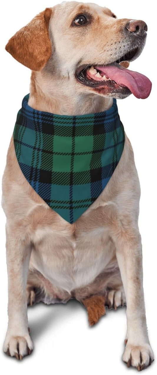 Triangle Plaid Tartan Scottish Clan Campbell Cat & Dog Scarf, Plaid Pet Scarf for Small to Large Dogs & Cats