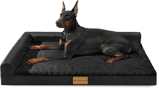 Patas Lague Orthopedic XXL Dog Bed for Extra Large Dogs 48''X30'', Waterproof L Shaped Big Large Pet Sofa Beds with Removable Washable Cover, Soft Comfortable Pet Couch Mat with Nonskid Bottom, Black