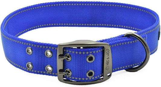 Max and Neo MAX Reflective Metal Buckle Dog Collar - We Donate a Collar to a Dog Rescue for Every Collar Sold (X-Large, Blue)