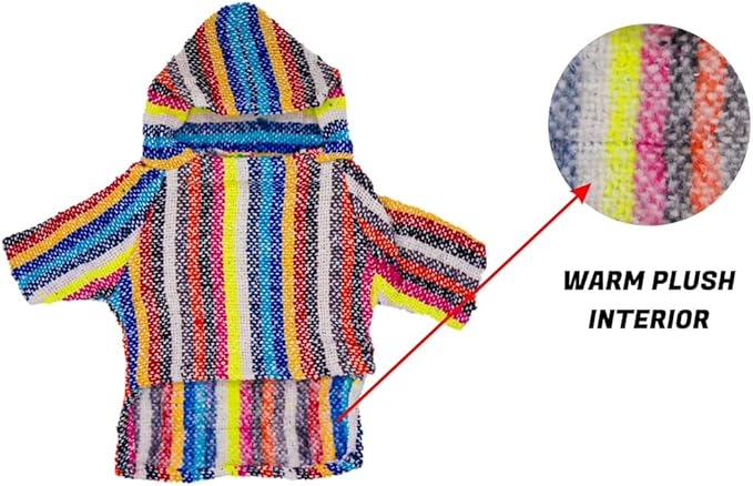 Mexican Dog Poncho Doggo Hoodie Baja Ponchos Blanket for Dogs Costume Pup Crew Pajamas Chihuahua Sweater Clothes from Small, Medium to Big Dog Made in Mexico with Recycled Fabric (5, Multicolor)