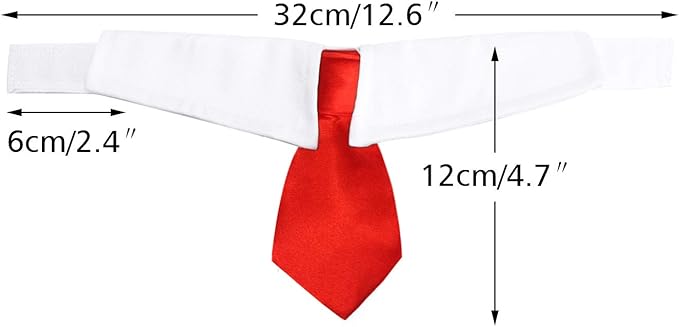 Segarty Dog Neckties Puppy, 6pcs Formal Classy Pet Neck Ties Little Dog and Kitten Suit, White Cat Collar with Black Red Pink Tie, Tuxedo Bow Tie Collar for Small Dogs Puppies Wedding Costumes