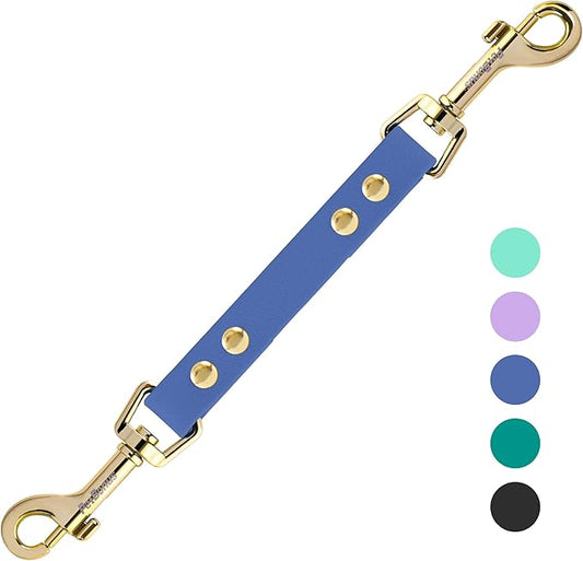 PetBonus Dog Collar Safety Clip, Waterproof Backup Safety Strap for Dog Harness to Prong Collar, Odor Proof Double Ended Clasp Leash Connector for Training Walking (Blue)