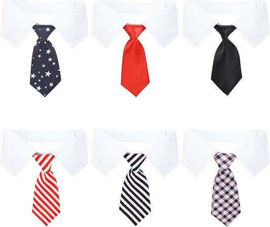 Segarty Neck Tie for Dogs, 6 Pack Adjustable Cute Pet Ties Collars Grooming Accessories Formal Wedding Costume for Medium Large Dogs, Black Red Star Dog Necktie Set Birthday Holiday Party (XL)
