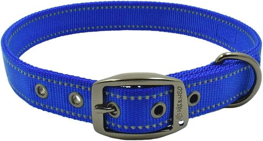 Max and Neo MAX Reflective Metal Buckle Dog Collar - We Donate a Collar to a Dog Rescue for Every Collar Sold (Medium, Blue)