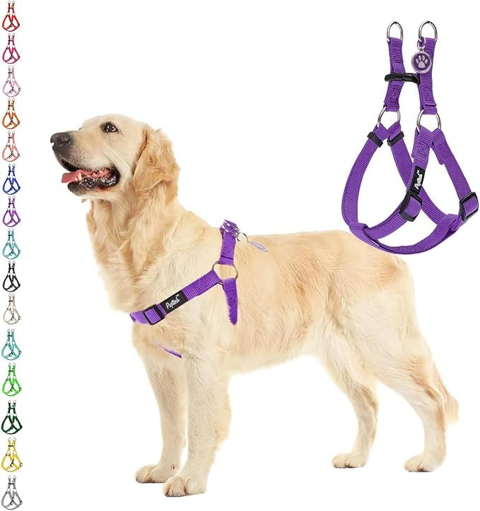 PUPTECK No Pull Dog Harness Soft Adjustable Basic Nylon Step in Puppy Vest Outdoor Walking with ID Tag Medium