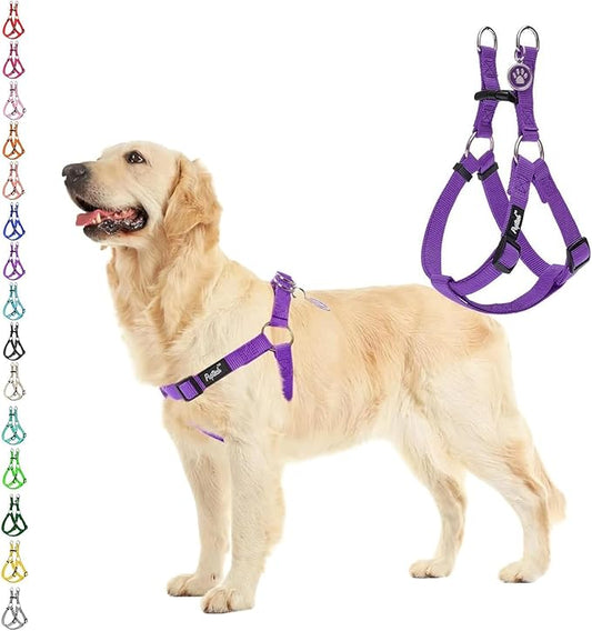 PUPTECK No Pull Dog Harness Soft Adjustable Basic Nylon Step in Puppy Vest Outdoor Walking with ID Tag Medium