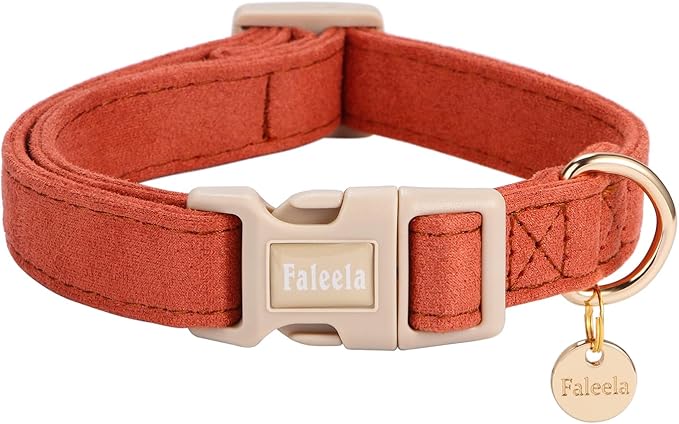 Faleela Dog Collar - Cute & Comfy Cotton Pet Collar, Adjustable Lightweight Design with Quick-Release Buckle, for Small, Medium & Large Dogs - Multiple Styles Available (X-Small, Khaki)