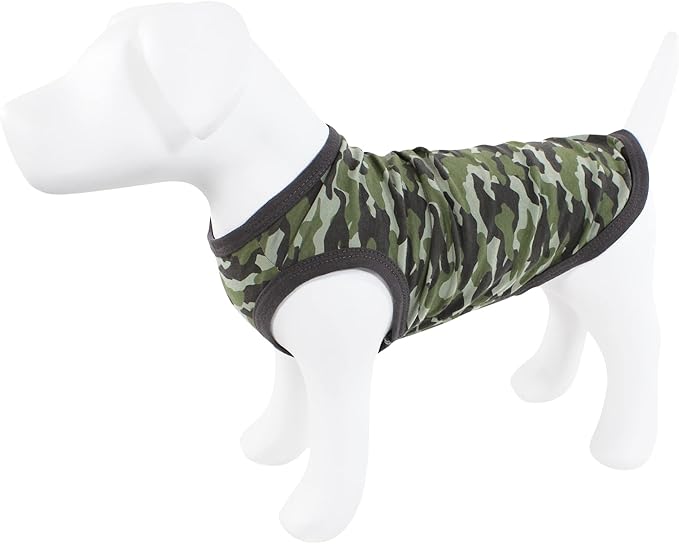 Luvable Friends Dog Pet Dog and Cats Cotton T-Shirts 2pk, Camo Plaid, Medium
