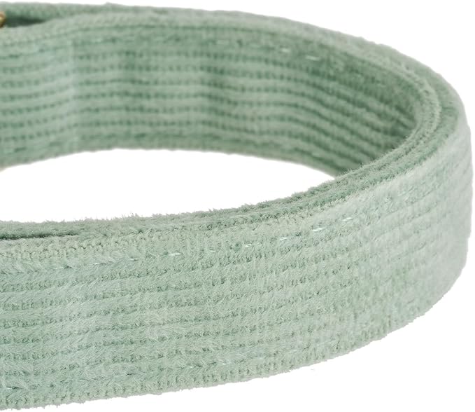 Soft Dog Collar with Metal Buckle Adjustable Durable Comfort Cotton Corduroy Collars for Small Medium Large Dogs Velvet Dog Collars,Green,Medium