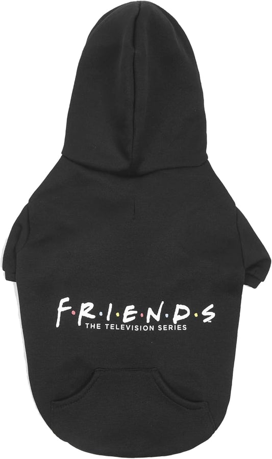 WB Friends Dog Hoodie, Black with Friends Logo, Size Medium with Hood and Pocket for Treats or Waste Bags | Friends Show Pet Products| Pet Clothes for Friends Lovers (FF20719)