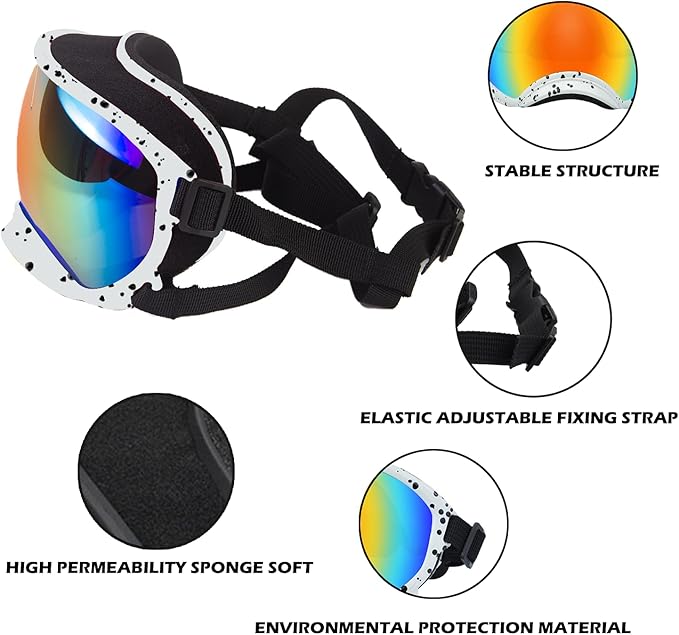 Small Dog Sunglasses with Adjustable Strap UV Protection, Winproof Dog Puppy Sunglasses, Suitable for Small Dog Pet Glasses, Dogs Eyes Protection，Soft Dog Goggles