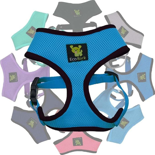 EcoBark Dog Harness - Eco-Friendly Max Comfort Harnesses - Luxurious Soft Mesh Halter - Over The Head Harness Vest- No Pull and No Choke for Large, XL, and XXL Dogs (XL, Teal Blue)