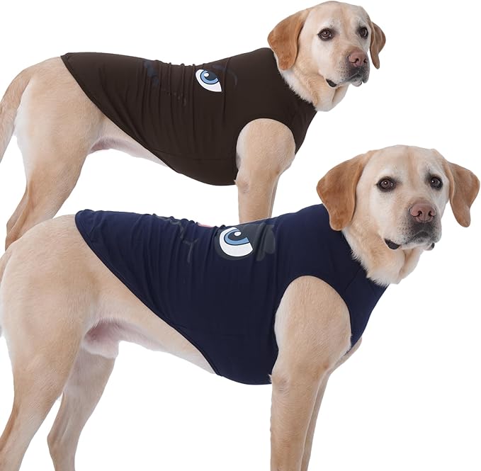 IECOii 2 Pack Pet Tank Top Tee Sleeveless| 2X-Large|Summer Dog Clothes Apparel,Pet Funny Costume Doggy T-Shirts Clothing for Large Dog Puppy Outfit Keep Body Heat Hot Weather Camp Hiking, Navy+Brown