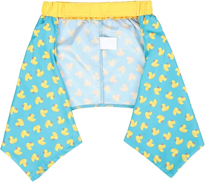 HDE Dog Swim Trunks Hawaiian Board Shorts Beach Pool Swimsuit for XS to XXL Dogs Teal Rubber Ducks - L