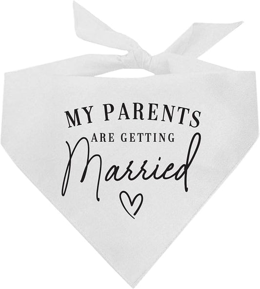 My Parents are Getting Married | 100% Cotton Adjustable Triangle | Engagement Announcement Photoshoot Prop | Bridal Shower Gift | Made in USA | White One Size (648) GB
