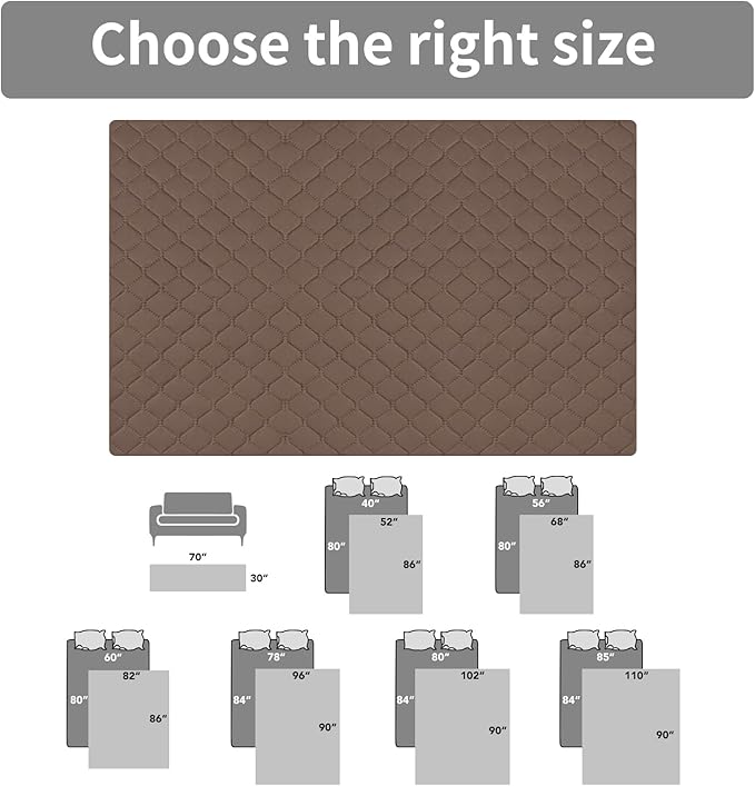 Easy-Going 100% Waterproof Dog Bed Cover Reversible Leak Proof Couch Cover Washable Sofa Cover Furniture Protector Blanket for Pets Kids Children Dog Cat (52x86 Inch, Brown/Beige)