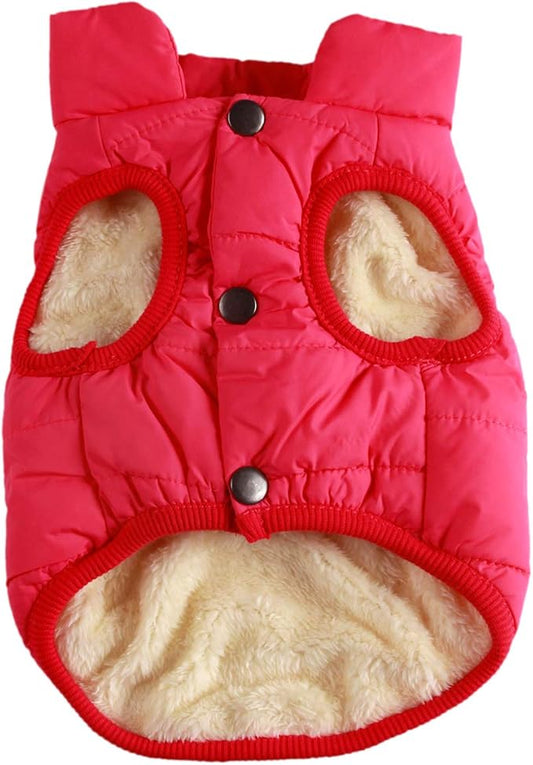 2 Layers Fleece Lined Warm Dog Jacket for Puppy Winter Cold Weather,Soft Windproof Small Dog Coat,Pink S