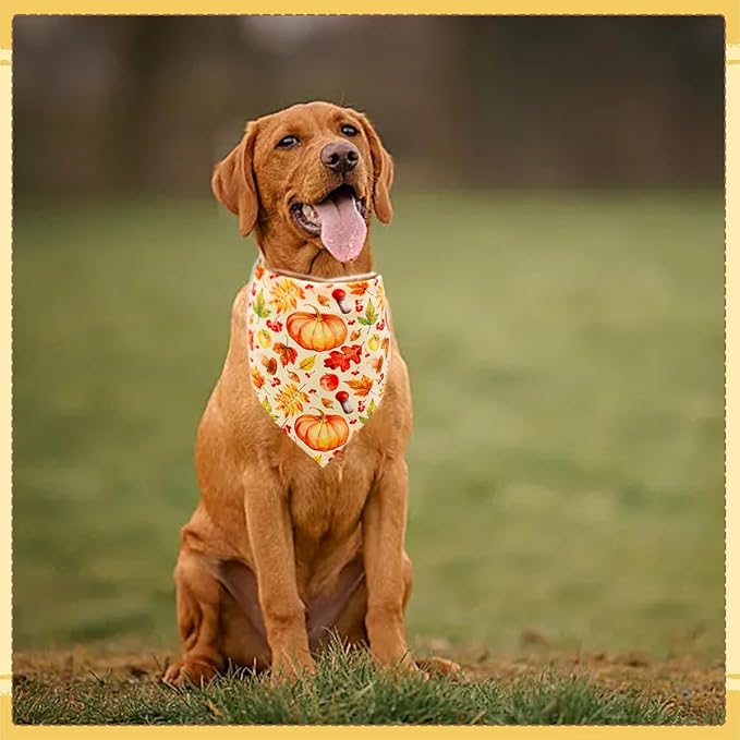 50PCS Large Dog Bandanas Fall Large XL Big Dog Breed Bulk Pumpin Harvest Leaves Forest Autumn Pattern Kerchief Triangle Bibs Head Scarves Scarfs for Boys and Girls Grooming Accessories Costume
