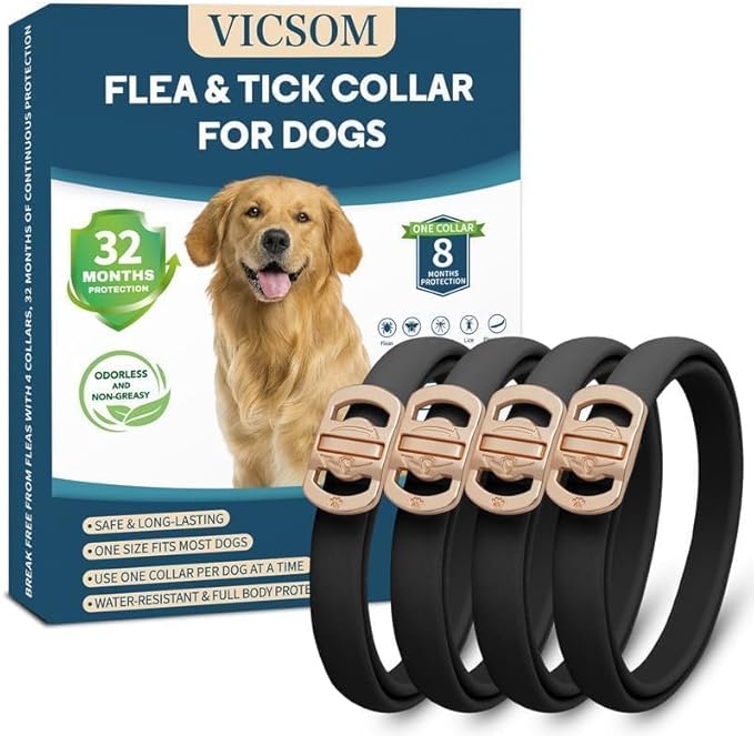 Flea Collar for Dogs, 4 Pack Dog Flea and Tick Collar 32 Months