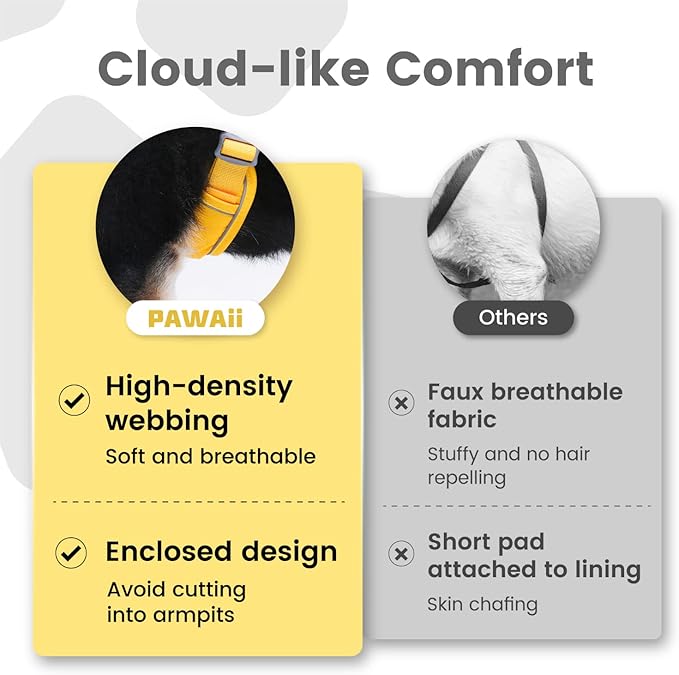 Pawaii Dog Harness (Medium, Pineapple Yellow), Soft Padded, No-Choke, Reflective, Digital ID Tag, Adjustable, for Daily Walking or Training