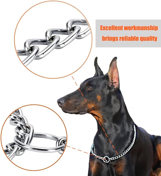 Freezx Dog Choke Collar Slip P Chain,Heavy Chain Metal Training Choke Collars, Adjustable Weather Proof Alloy Steel Necklace for Small Medium Large Dogs