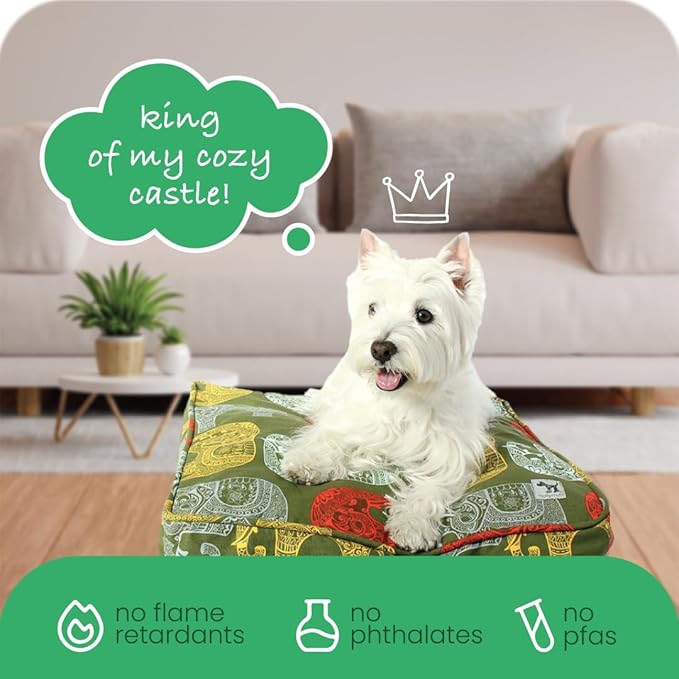 Molly Mutt Medium to Large Dog Bed Cover - Elephant Parade Print - Measures 27”x36”x5’’ - 100% Cotton - Durable - Breathable - Sustainable - Machine Washable Dog Bed Cover