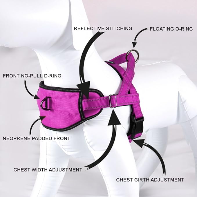Max and Neo Passport Reflective Dog Harness - We Donate a Harness to a Dog Rescue for Every Harness Sold (Small, Pink)