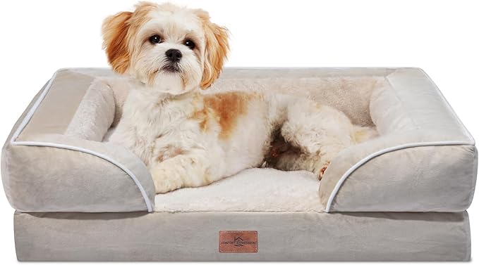 Comfort Expression Small Dog Beds Waterproof Orthopedic Foam Dog Sofa Beds for Small Dogs Comfy Pet Bed with Washable Removable Cover & Non-Slip Bottom(X-Small,Beige)