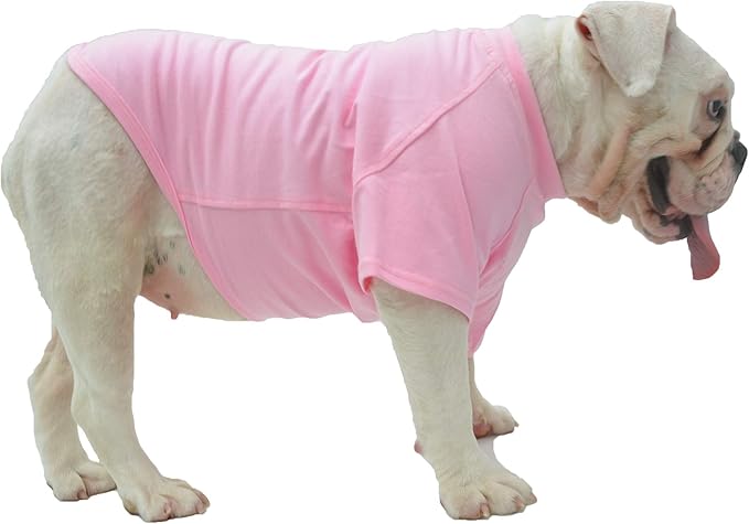 Lovelonglong Bulldog Clothes Dog Clothing Blank T-Shirt Tee Shirts for French Bulldog English Bulldog American Pit Bull Pugs 100% Cotton Skin Care Pink B-L