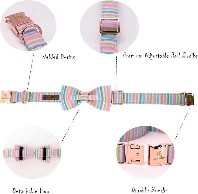 Lionheart glory Easter Dog Collar, Dog Collar with Bow, Pet Collar Adjustable Collar for Dog Bowtie Collars for Large Dogs