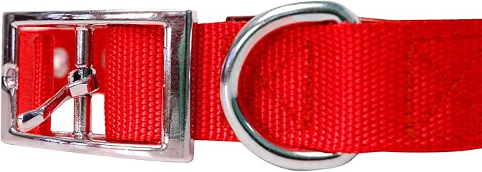 Downtown Pet Supply Deluxe Padded Adjustable Dog Collar - Metal Buckle & D-Ring - Machine Washable & Water Resistant - Red - L