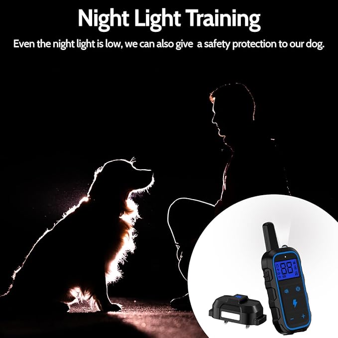 Dog Training Collar Electric Dog Collar with 4 Training Modes and Rechargeable Remote Waterproof Range 3300Ft for Small Medium Large Dogs(Blue)
