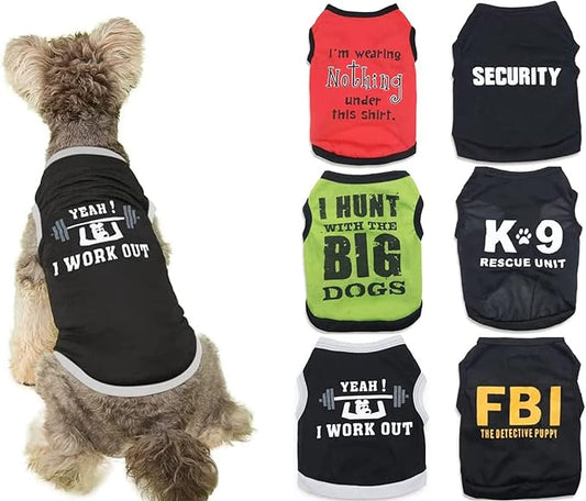6 Pieces Small Puppy Shirts for Boy Dog Clothes Pet Dogs T Shirt Chihuahua Clothes Cat Shirts Pet Boys Tshirts for Small Dogs Boy T-Shirt Cat Vest Apparel