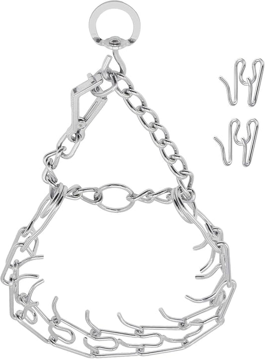 Prong Pinch Collar for Dogs with Quick Release Buckle, Adjustable Training Collar for Small Medium Large Dogs, Helps Prevent Dog from Pulling(2.3mm, Neck Size 13.78"-17.32"), Silver